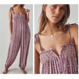 Free People women’s intimately FP Rule the world pink and red jumpsuit onesie